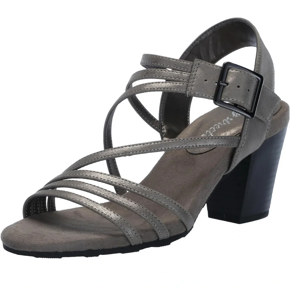 Easy Street Orien‎ Heeled Sandal-Size: 8.5 Color: Pewter
